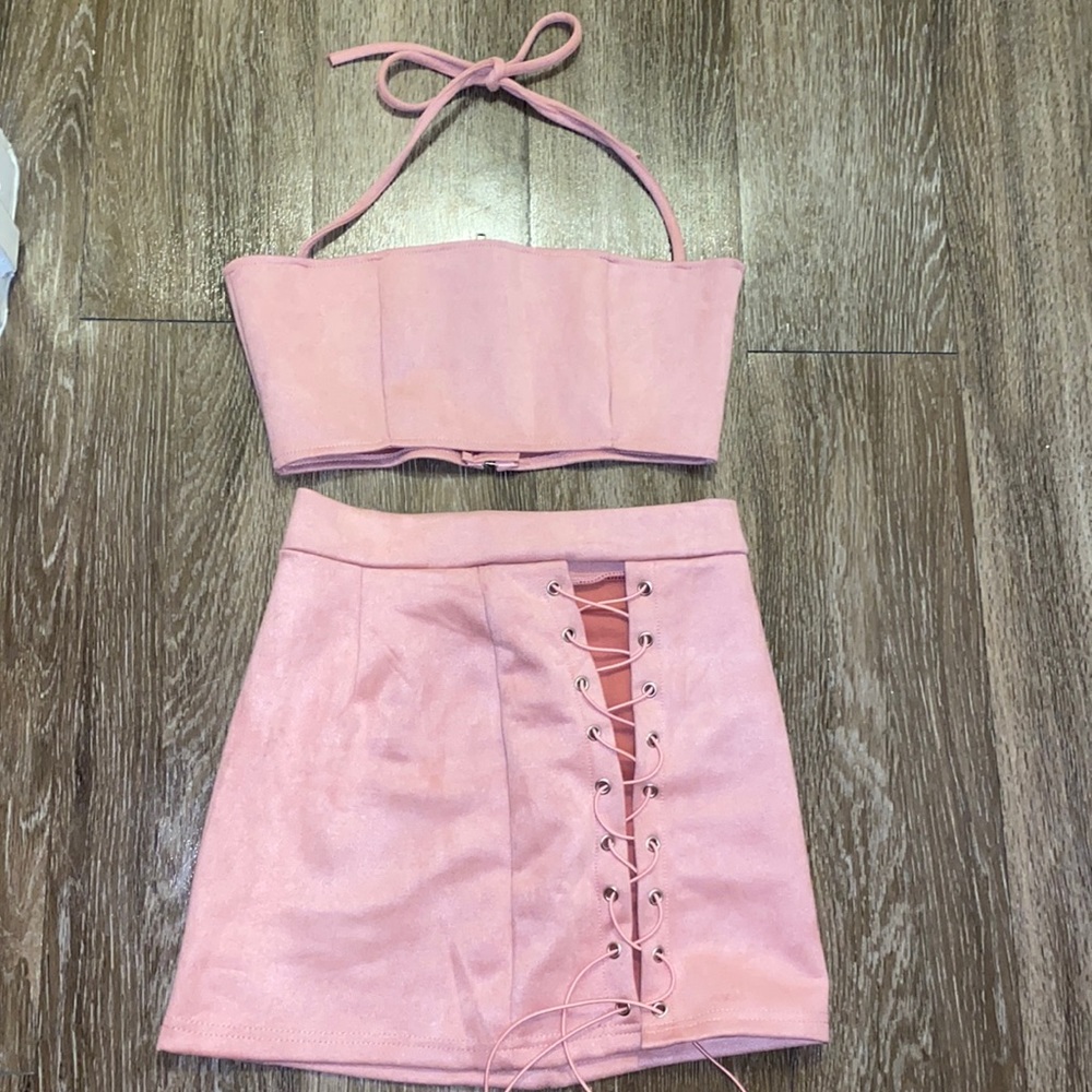 2 piece suede set